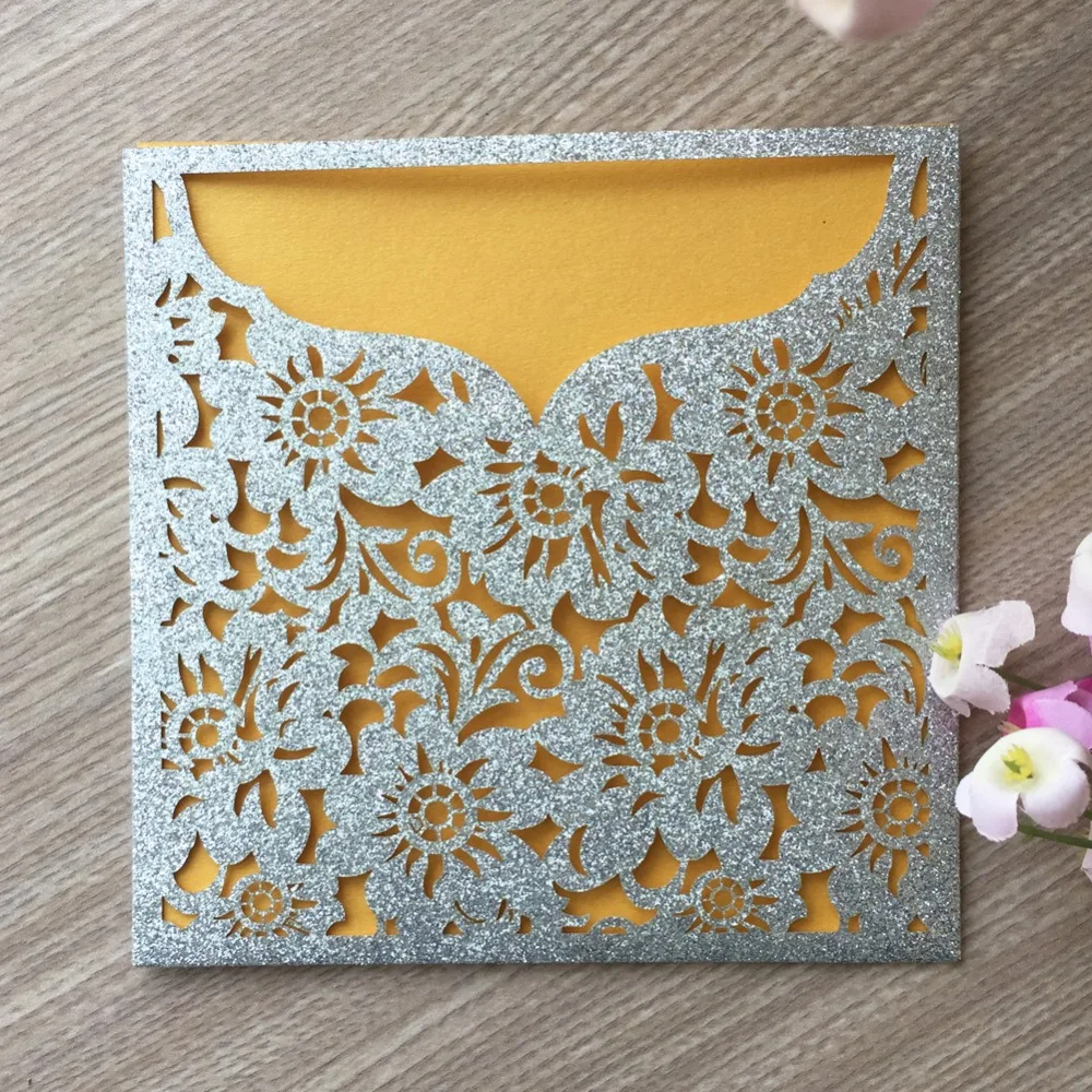

50pcs/lot Delicate Carved Flower Pattern Invitations Card Event Party Supplies Romantic Wedding Invitations Birthday Card