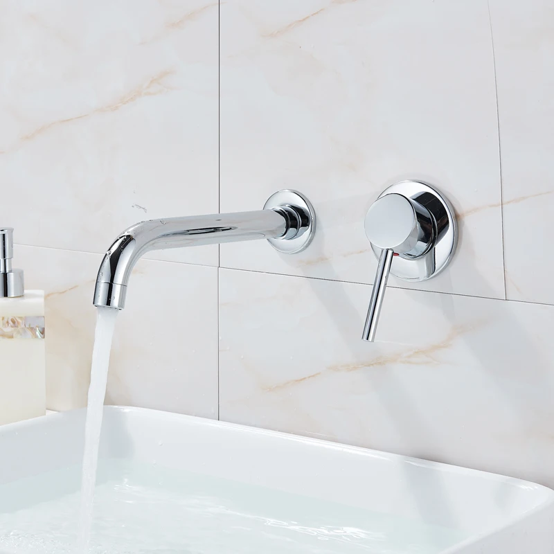 

Antique Brass Basin Faucet Single Handle Wall Mounted Bathroom Vessel Sink Mixer Tap 2 Holes Washing Basin Crane Tap