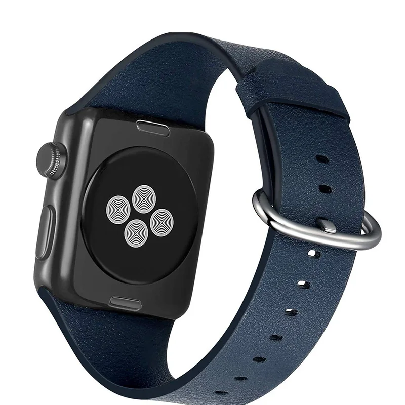 Blue Ремешок из натуральной кожи для Apple Watch Band 4 5 44 мм 40 мм 42 мм 38 мм браслет для iwatch series 3 2 1 Аксессуары для часов - Цвет ремешка: Blue