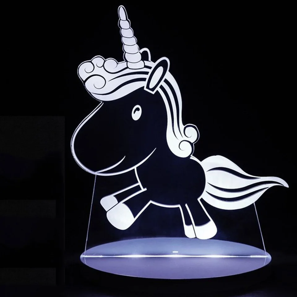 Креативные 3D визуальные ночники Usb милая форма единорога красочные светодиодные