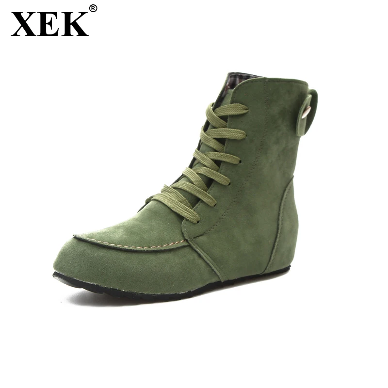 

XEK Classic Women Winter Boots Suede Ankle Snow Boots Women Female Warm Fur Plush Insole High Quality Botas Mujer Lace-Up JH275