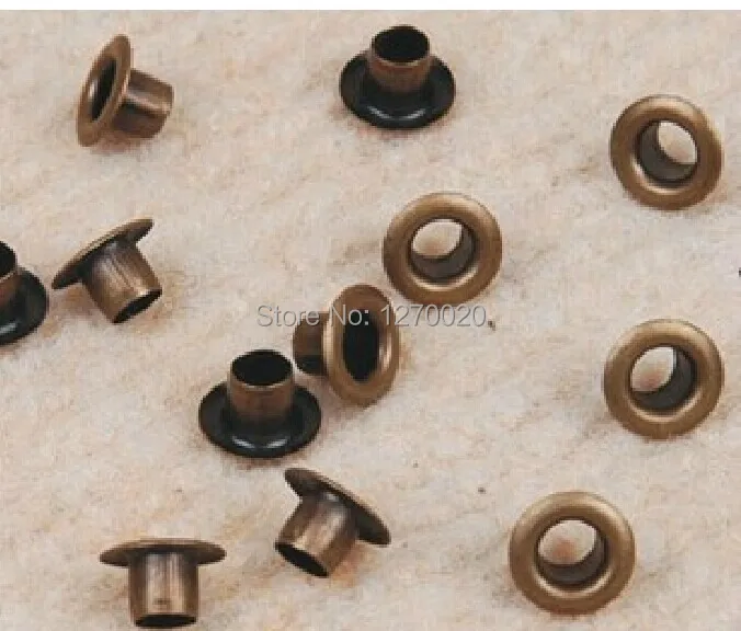 

1000 комплектов металлических люверсов с внутренним диаметром 5 мм Antic brass color