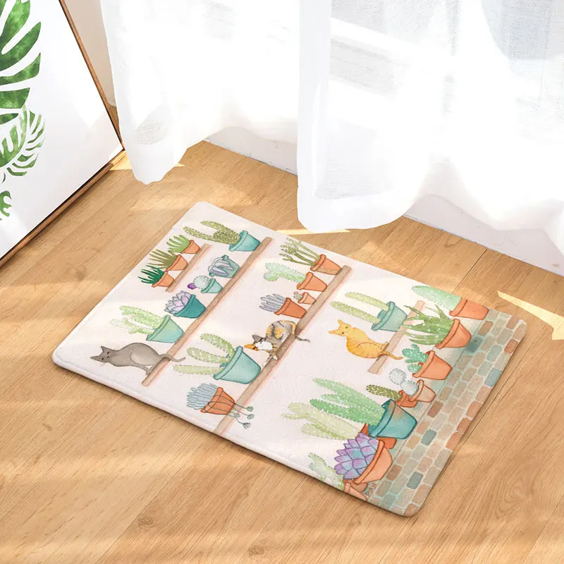 Monily Противоскользящий водонепроницаемый коврик для двери с изображением кота