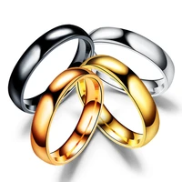 hobborn simple 4mm titanium ring women men prevent allergy high polished wedding rings stainless steel couple finger jewelry