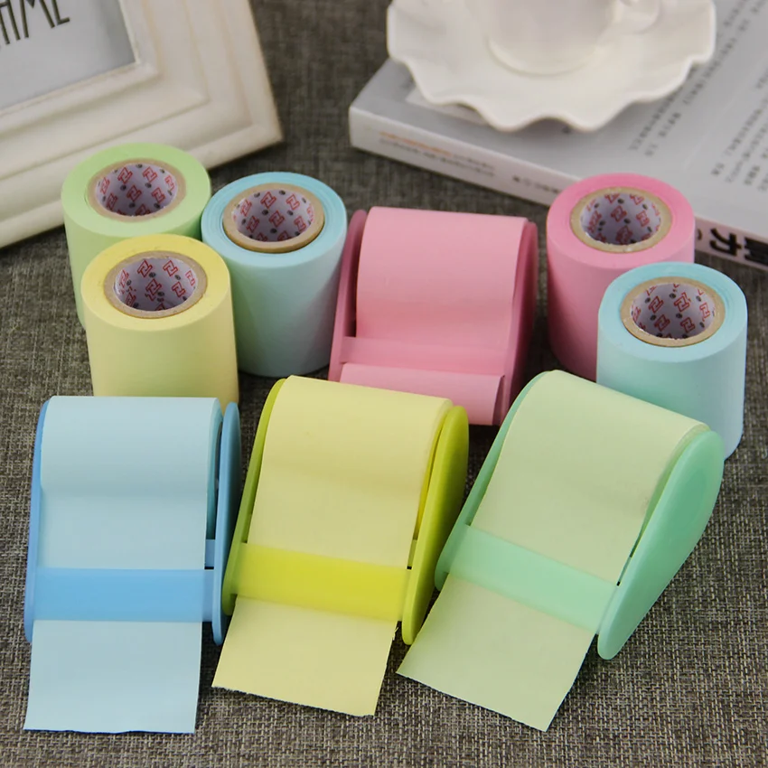 

1 PC Tape Dispenser Formula Fluorescent Paper Sticker Memo Pad Sticky Notes Kawaii Korea Stationery Can Tear Memo Pad