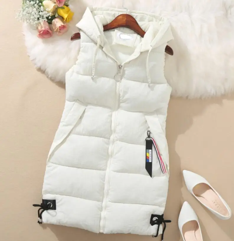 

Cotton vest female long coat section autumn winter new Korean fashion hooded Slim multicolor wild high quality outerwear 3xl