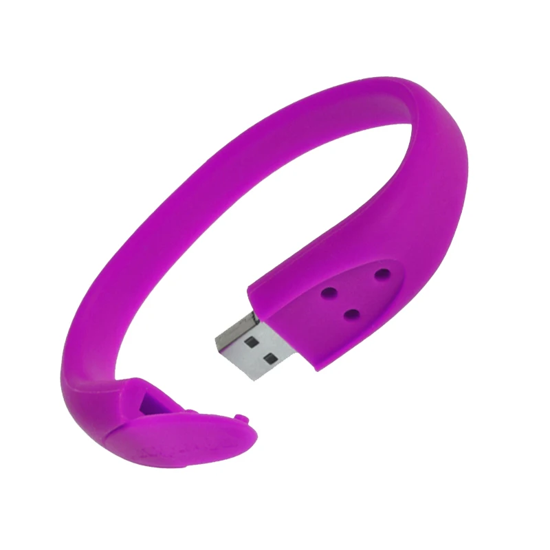 Фиолетовый Силиконовый браслет, USB флеш-накопитель, высокоскоростная карта памяти, подарок на заказ, ручка-накопитель, 64 ГБ, 32 ГБ, 16 ГБ, 8 ГБ, 4 Гб, 2 Гб - Цвет: Фиолетовый