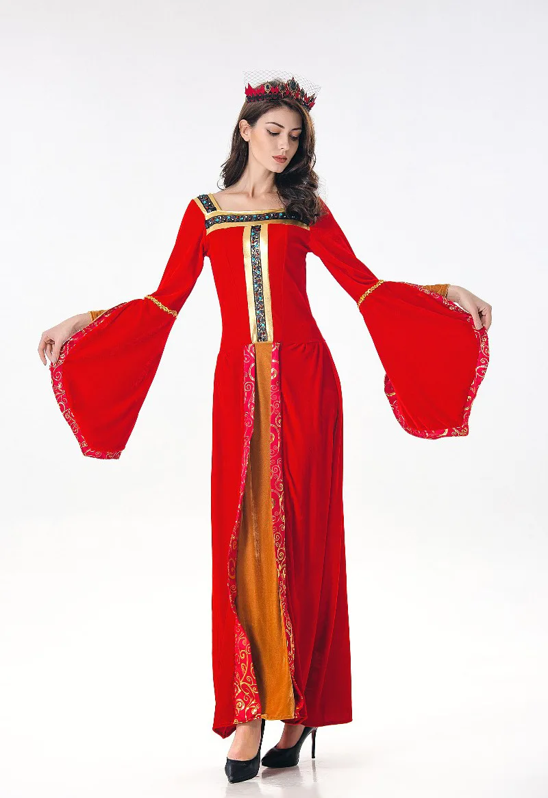 

VASHEJINAG Europe Noble Queen Cosplay for Adult Women Princess Costumes Halloween Carnival Deguisement for Woman Funny Dress