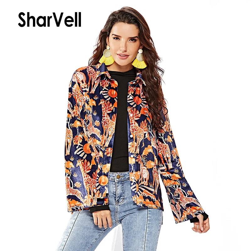 Фото SharVell Women Casual Jackets Lurex Artificial Velvet Animal Pattern Fashion Coat Single Breasted Turn-down Collar Loose Jacket Женская SharVell Women Casual Jackets Lurex Artificial Velvet Animal Pattern Fashion Coat Single Breasted Turn-down Collar Loose Jacket Женская
