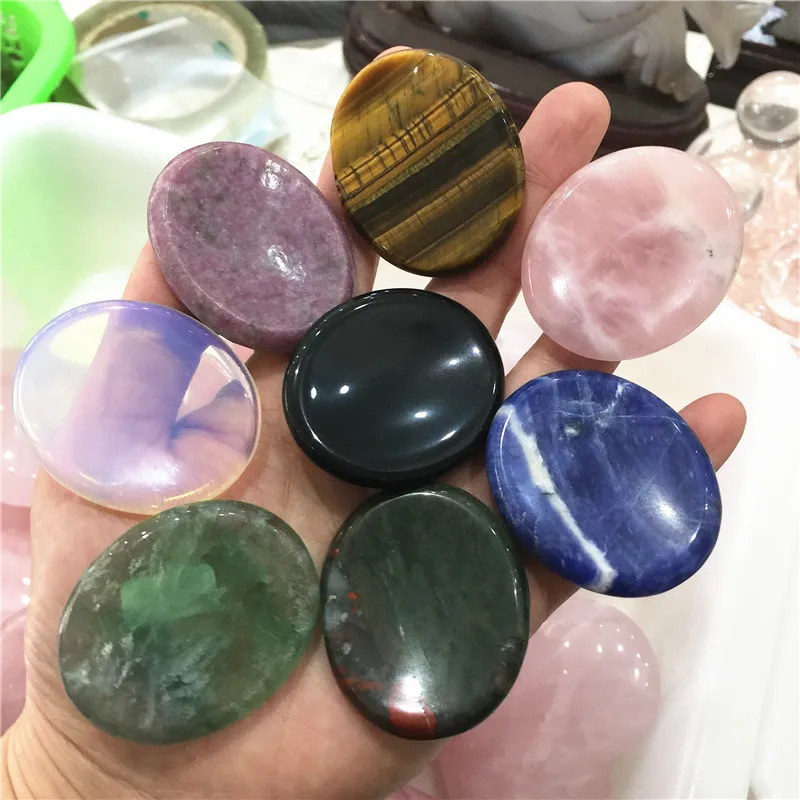 

Natural Chakra Crystal Thumb Worry Stone Pocket Thumb Palm stones Smooth Polished Pebble Healing Stone