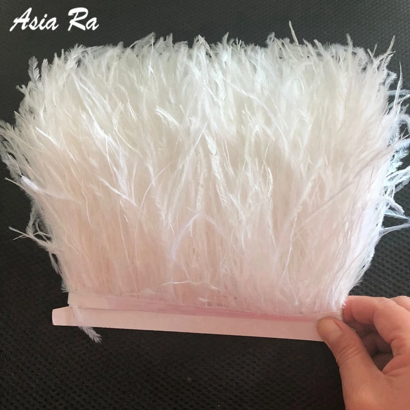

Wholesale! 10M 4-6 inch 10-15cm wide natural white ostrich feathers, ribbons feather fringe trim feather lace belt free shipping