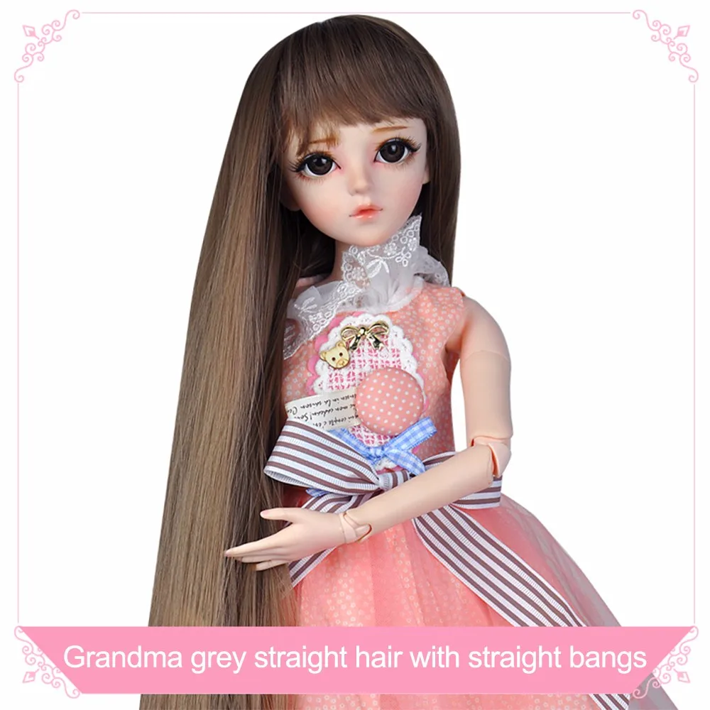 BJD кукольные парики для 1/3 BJD SD кукла высокая температура проволока длинные светлые серые кудрявые прямые волосы парик кукла аксессуары - Цвет: Brown Straight