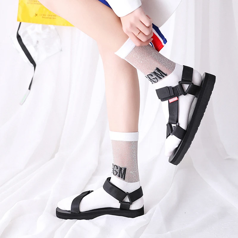 SP &amp CITY спортивные стильные с буквенным рисунком прозрачные короткие носки Harajuku