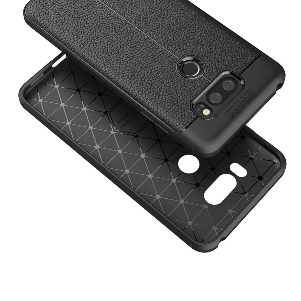 Роскошный мягкий ТПУ чехол для LG V30s личи зернистый гибкий противоударный