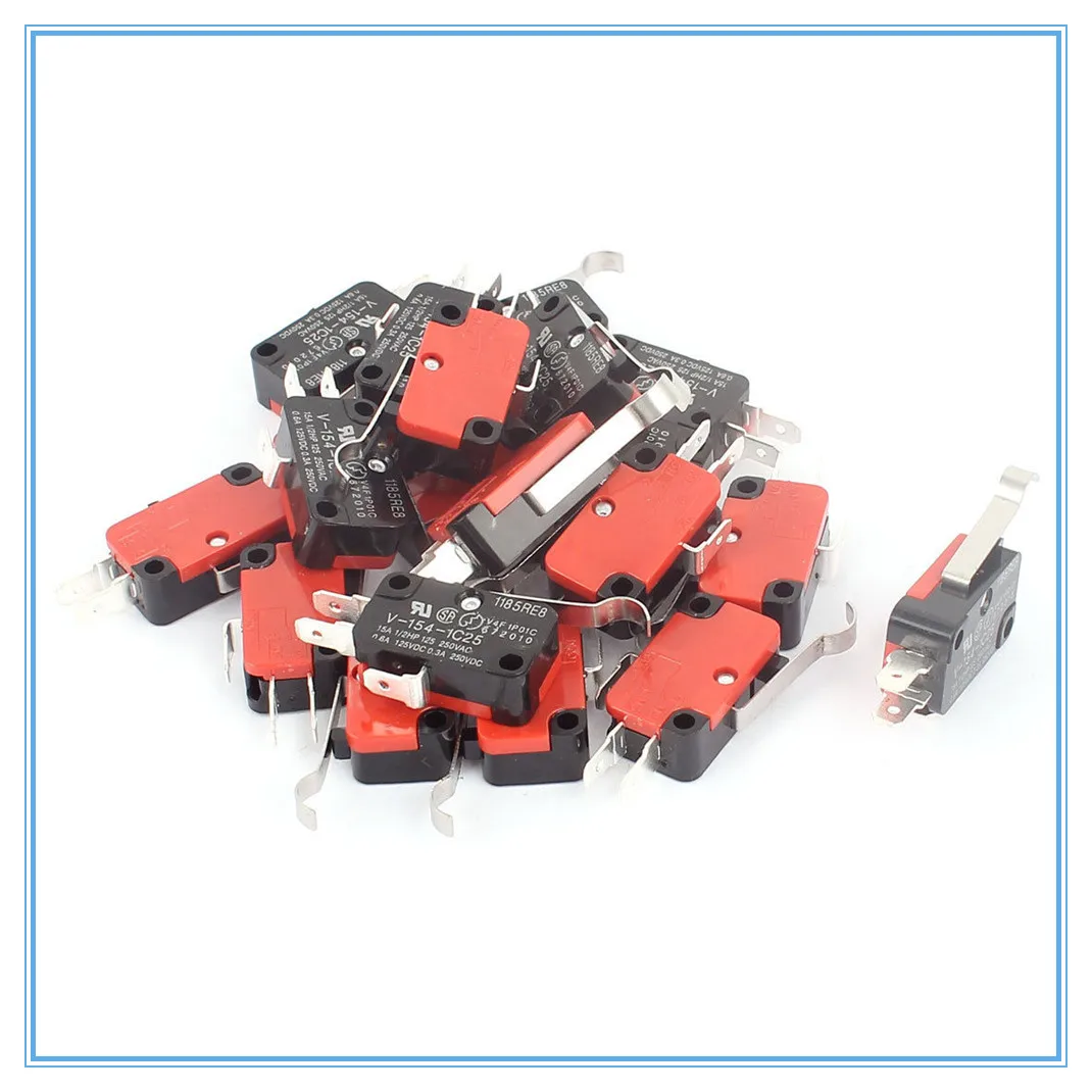 

10 Pcs Roller Lever Arm SPDT NO/NC Momentary Mini Limit Switches V-154-1C25