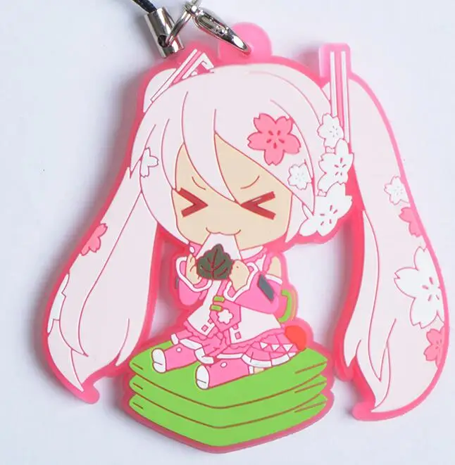 1 Hatsune Miku оригинальная японская аниме фигурка резиновая силиконовая сладкий запах подвеска на мобильный телефон/брелок/ремешок - Цвет: 1