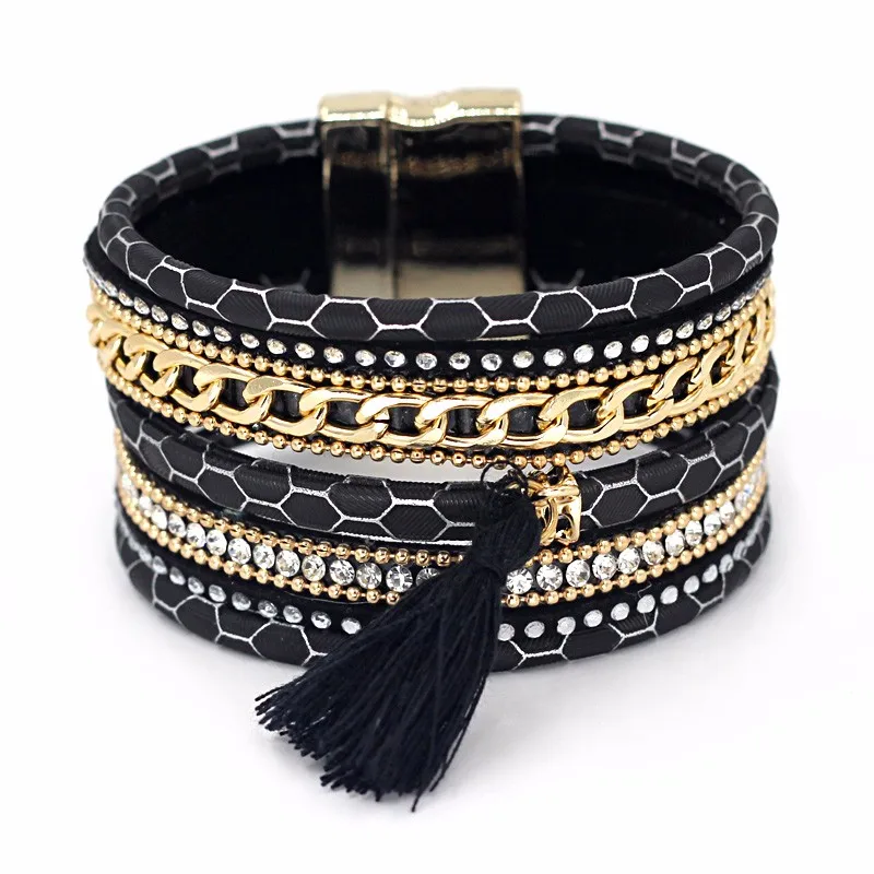 VONNOR Jewelry Для женщин Многослойные Браслеты браслеты цепи со стразами Браслеты с кисточкой