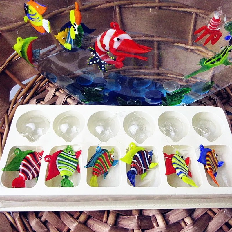 

Manufacturer custom, Murano island style floating glass aquarium fish handmade art miniature sculpture decorative fish figurines