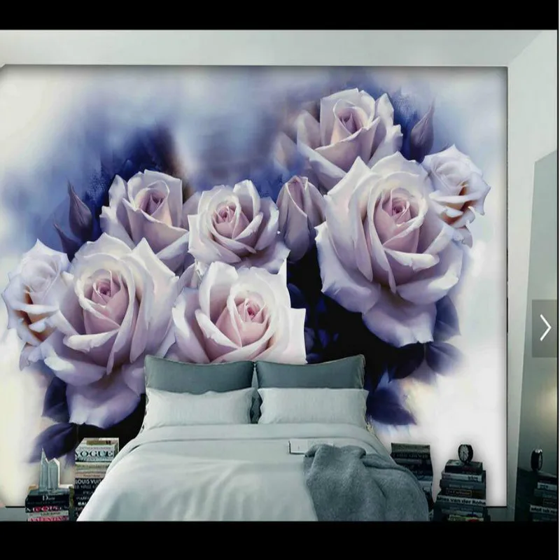 3D Wallpaper for Walls 3d Decorative Vinyl Wall Paper Background Painting Mural Wallpapers Beautiful White Rose Retro | Обустройство