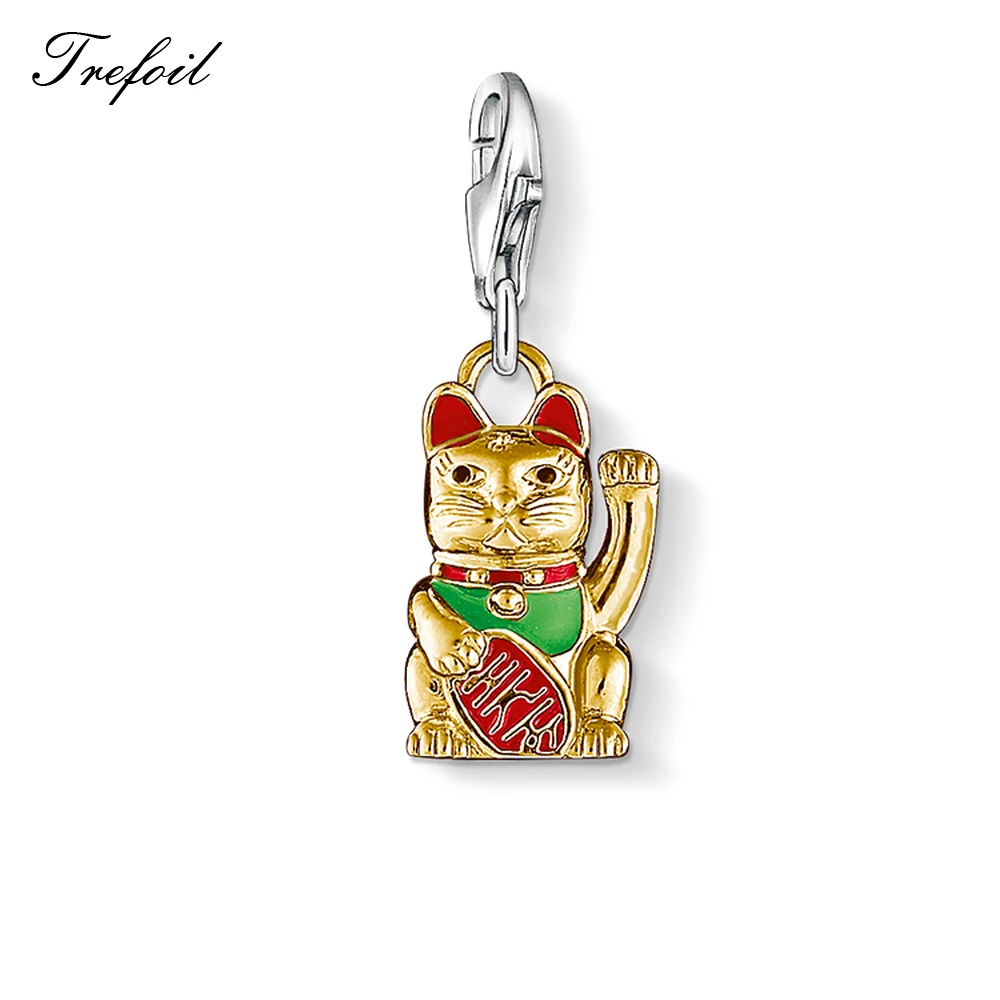 Fortune Cat Маленькая кошка фортуна Pet Paw амулет в виде терьера кулон, ювелирное изделие 925 пробы серебряный милый женский подарок для женщин мужчин подходит браслет ожерелье - Окраска металла: Fortune Cat
