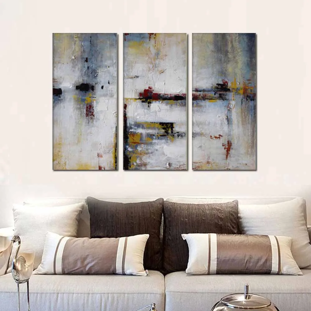 

Modern Hand Painted Abstract Three Panels Wall Picture Canvas Oil Painting Abstract Picture Living Room Bedroom Home Wall Decor