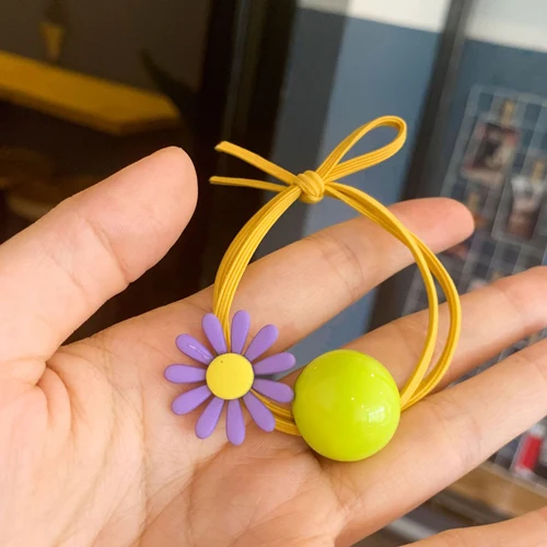 Green purple Цветочная повязка на голову, высокая эластичная резинка, жемчужная лента для волос, смелые двойные эластичные геометрические волосы, аксессуары для волос для женщин - Цвет: Green purple