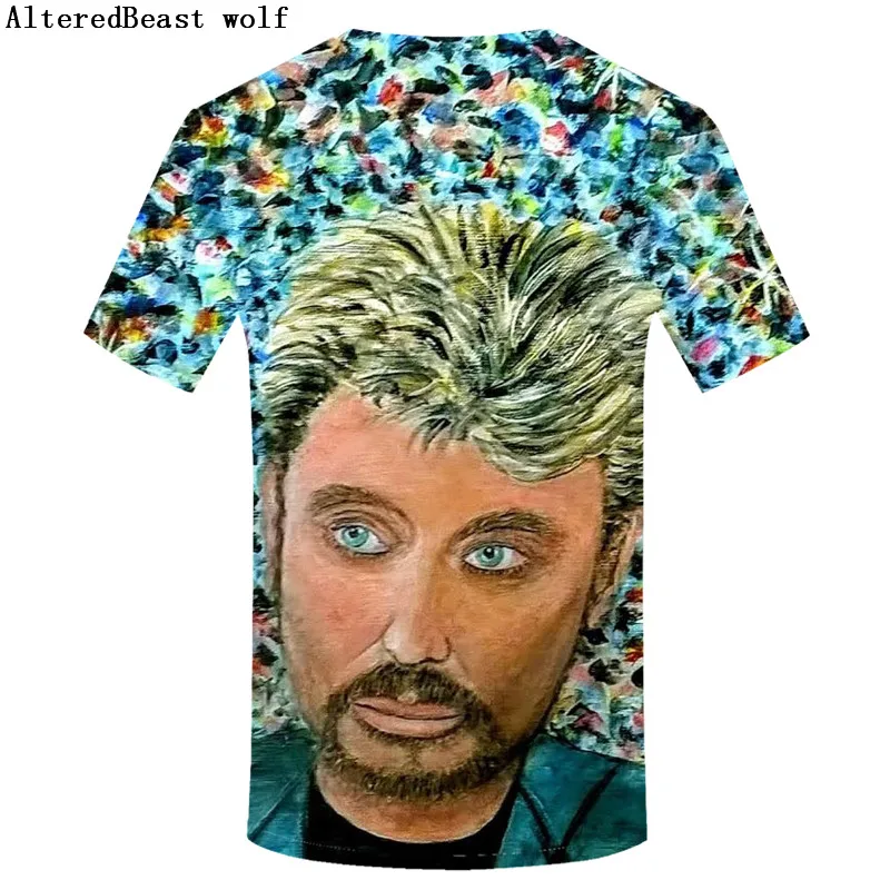 2019 Cool Tees Tops Music Rock Johnny Hallyday Plain funny T Shirts O Neck Short Sleeve Shirt Popular Men's | Мужская одежда