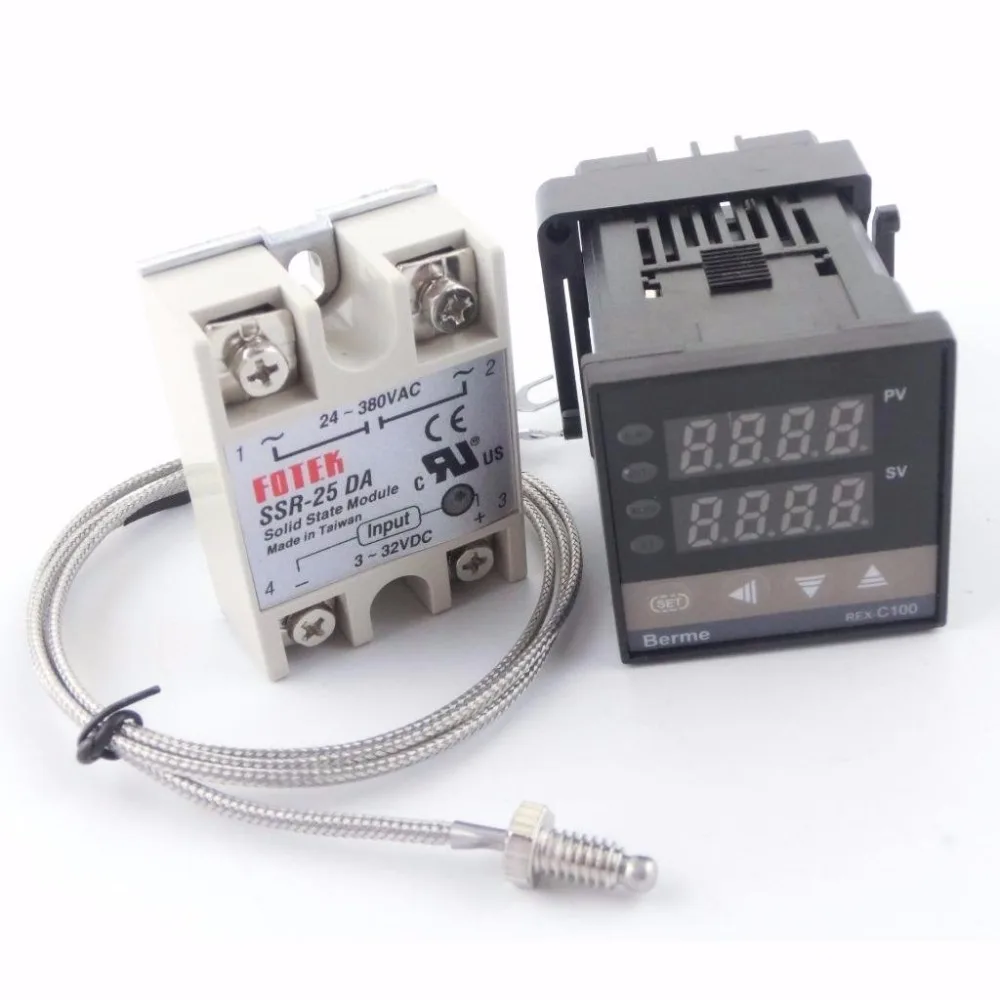 REX C100FK02 V * PID Температура контроллер Набор с 10DA/25DA/40DA/50DA/75DA твердотельные реле и 1M K