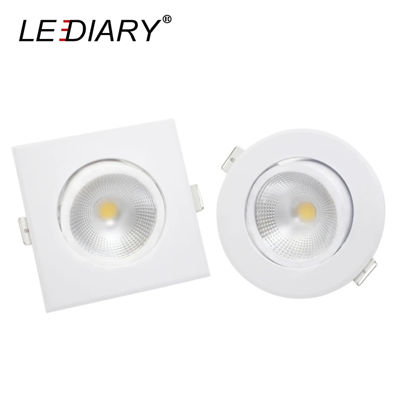 

LEDIARY Super Bright LED Downlights Round/Square 75mm Cut Hole Recessed COB Real 5W Angle Adjustable 100-240V Ceiling Spot Lamp