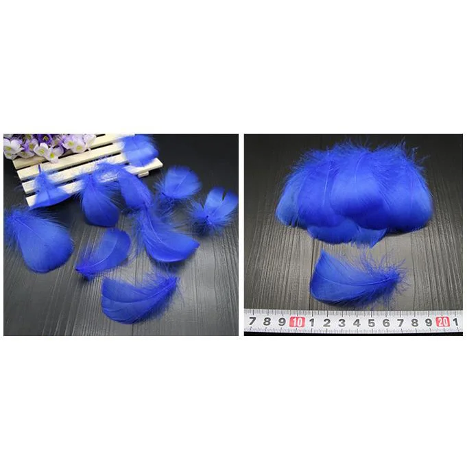 Blue 100 шт 3-5 дюймов 6-12 см DIY окрашенное гусиное перо Радуга перо воздушный шар заполнение свадебное платье DIY декоративные аксессуары перья - Цвет: Blue