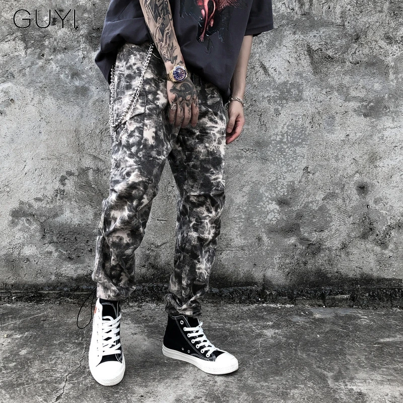Брюки GUYI мужские тактические камуфляжные штаны в рубчик до щиколотки на шнуровке