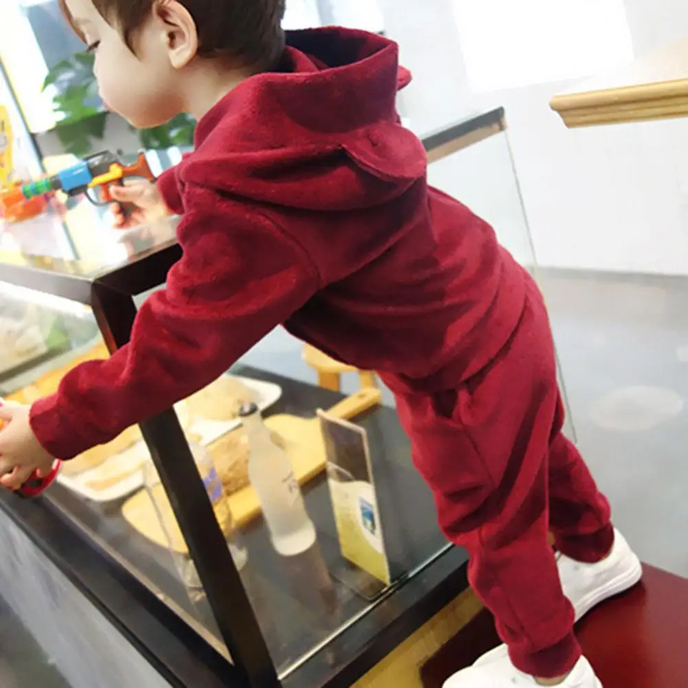 Kidlove для мальчиков и девочек толстовки с капюшоном pleuche длинные штаны комплекты