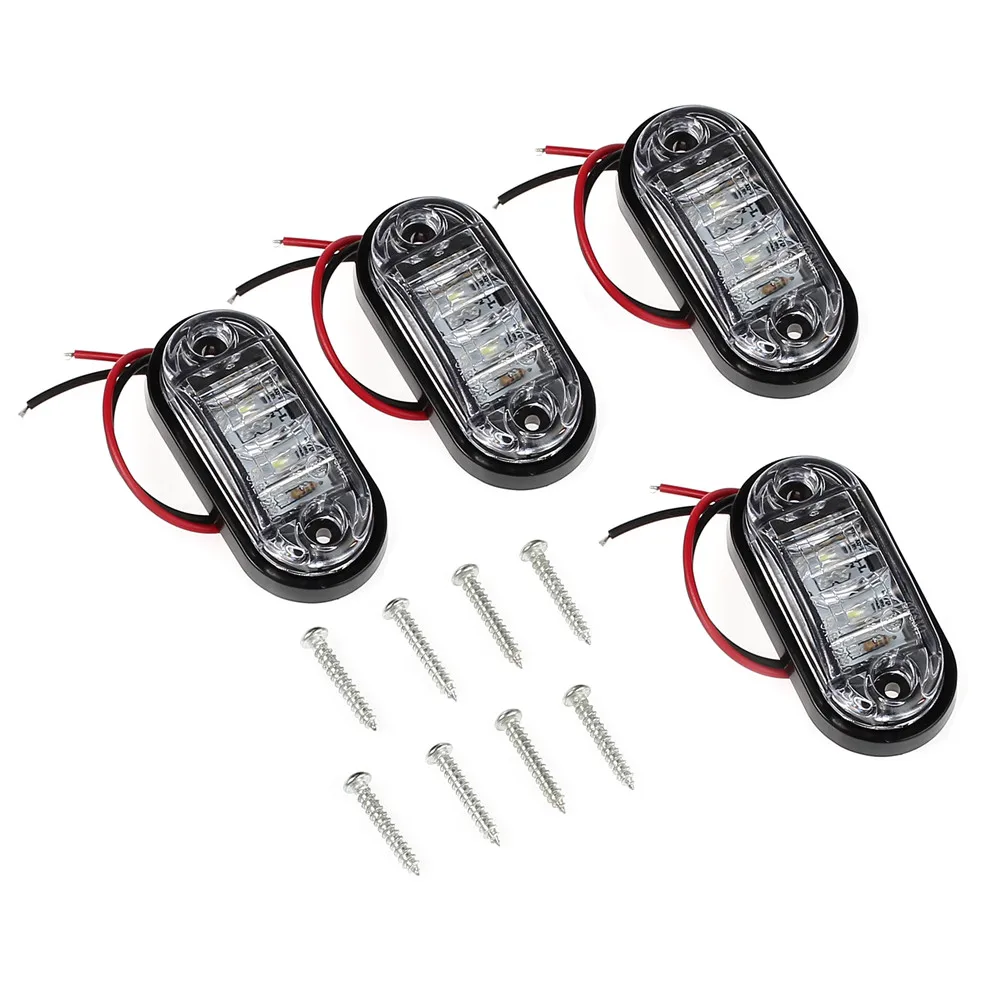 

4 Pcs Transparent Lens Cars Trailers Trucks Front Grille Fog Lights 12V 24V LED Front Marker Light Cool White