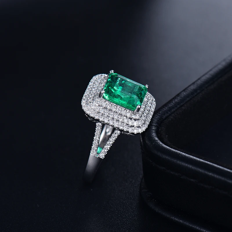 Женские кольца LOVERJEWELRY 18 карат белое золото натуральный изумруд бриллианты