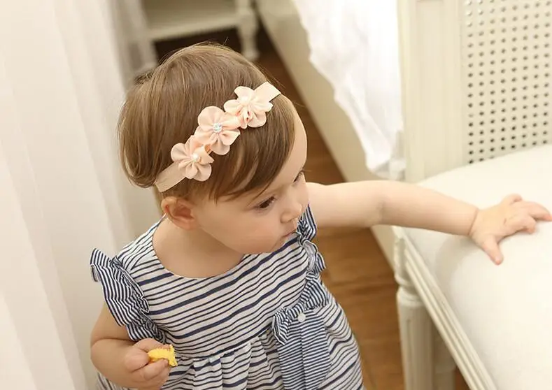 Детские головные уборы с 3 цветами Мягкая повязка на голову для малышей