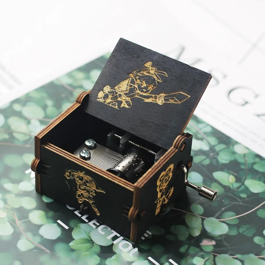 Черный деревянный ручной коленчатый музыкальная шкатулка игра трон Zelda Звездные войны Унесенные призраками Рождественский подарок декоратор день рождения Presentt
