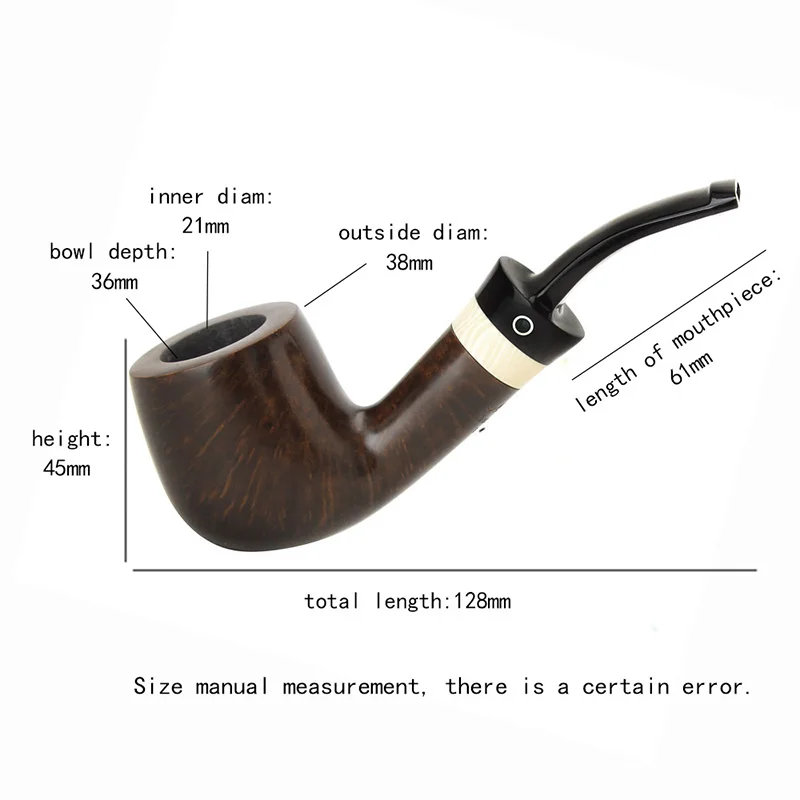 

MUXIANG Saddle Bent Smooth Briar wooden Tobacco Pipe Smoking Pipes with 9mm Imitation Ivory Handle Rings aa0115s