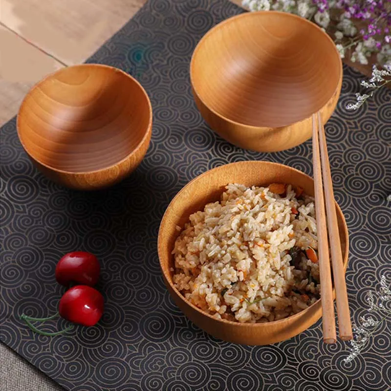 BORREY 1 шт. китайские деревянные миски для еды салата риса Детские закусок Ramen суп