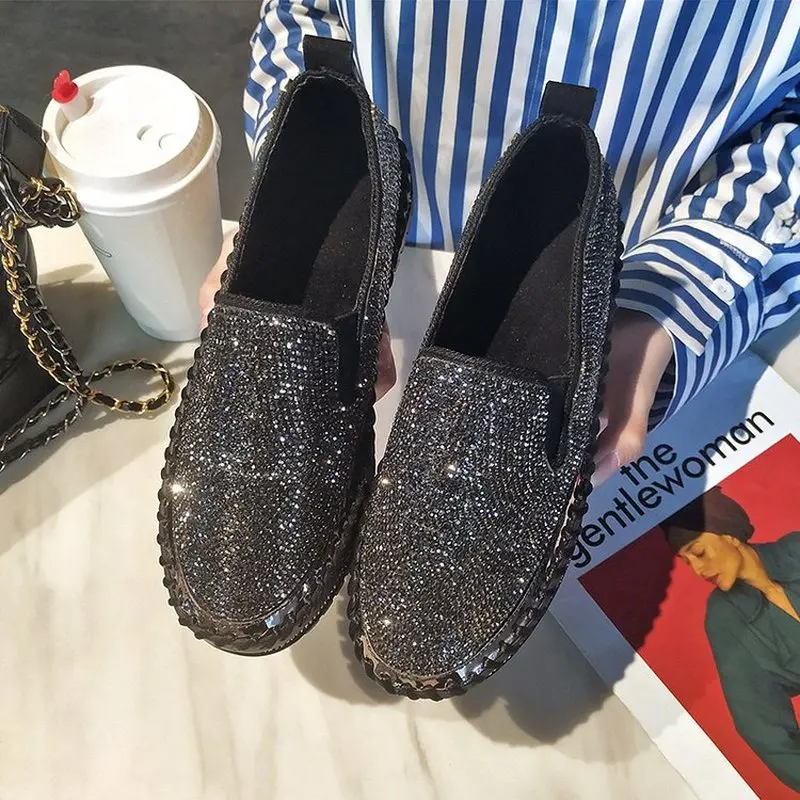 QIUBOSS/женские лоферы на весну лето легкая повседневная обувь платформе блестящие