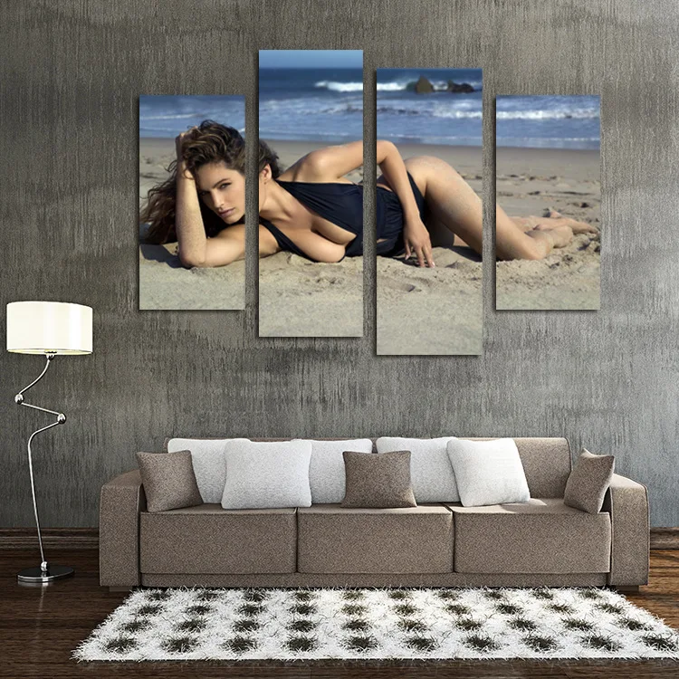 FOUR PC NO FRAME Beach Beauty Oil Painting Printed On Canvas Home Decor Wall | Дом и сад