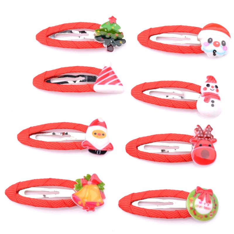 

2Pcs/Pack New Children Christmas Hairpins Cartoon BB Clip Kids Resin Santa Claus Elk Shape Hair Clips For Girls Hair Accessories
