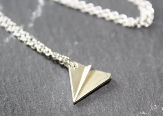 small Origami Plane pendant chain Necklace Tiny Aviation aircraft model Airplane Paper Dream astronaut jewelry | Украшения и