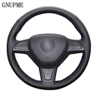 GNUPME DIY мягкая искусственная кожа ручной работы черный чехол рулевого колеса автомобиля для Skoda Yeti 2014 2015 2016 Rapid 2015