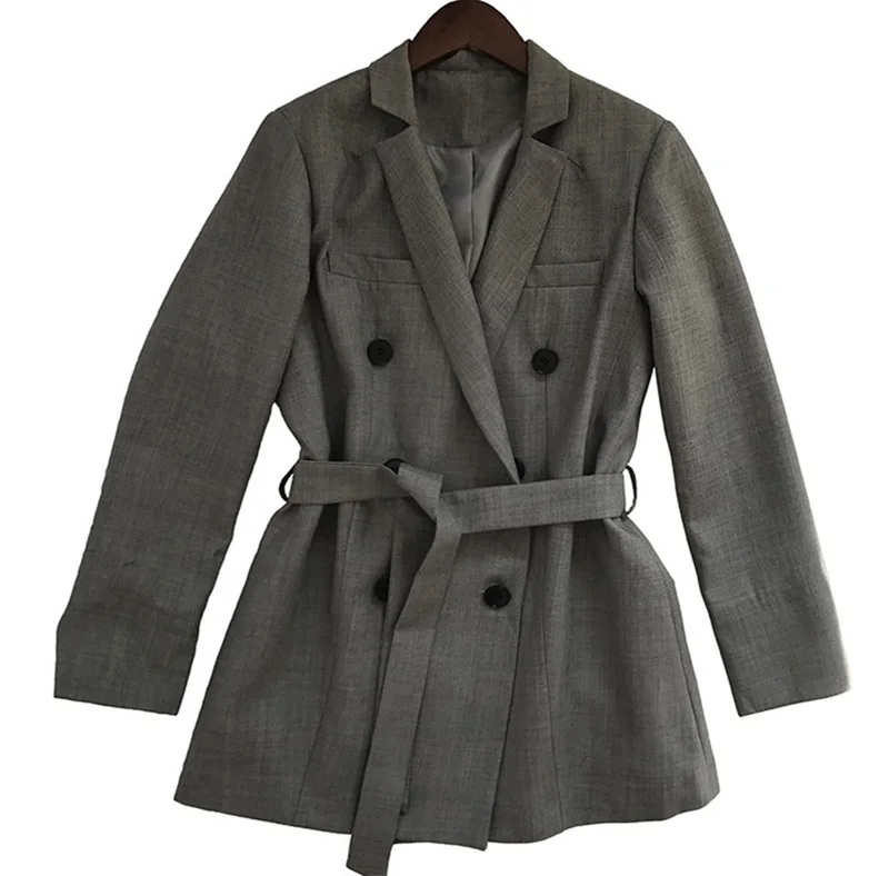

Suit jacket female 2019 new net red popular double-breasted casual small suit padded shoulder temperament thin business wear