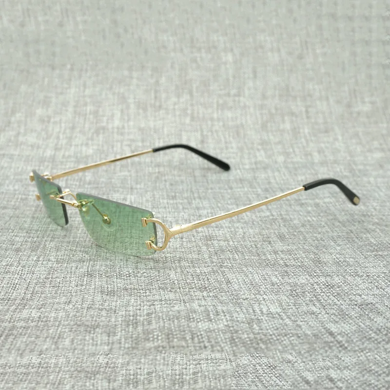 

Small Lens Rimless C Wire Sunglasses Men Accessories Clear Glasses Frame for Traveling Beach Party Retro Eyeglasses Shades Men