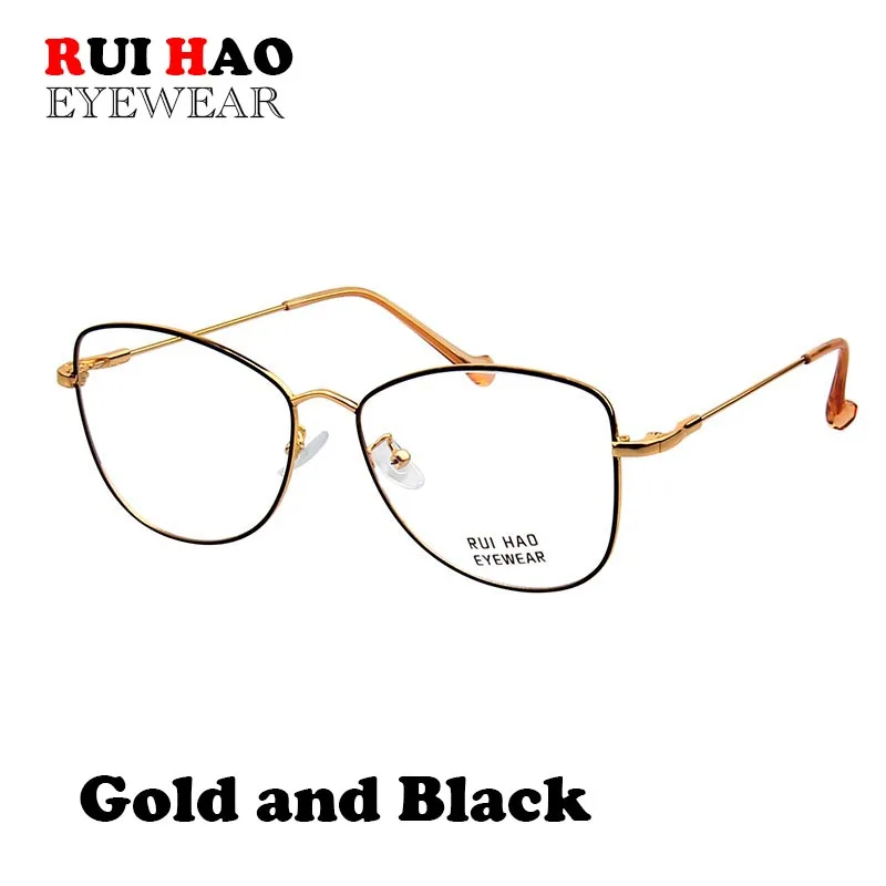 Gold and Black Кошачий глаз, женские оптические очки, оправа для отдыха, полный дизайн, женские очки по рецепту, очки для мужчин, Rui Hao, очки - Цвет оправы: Gold and Black