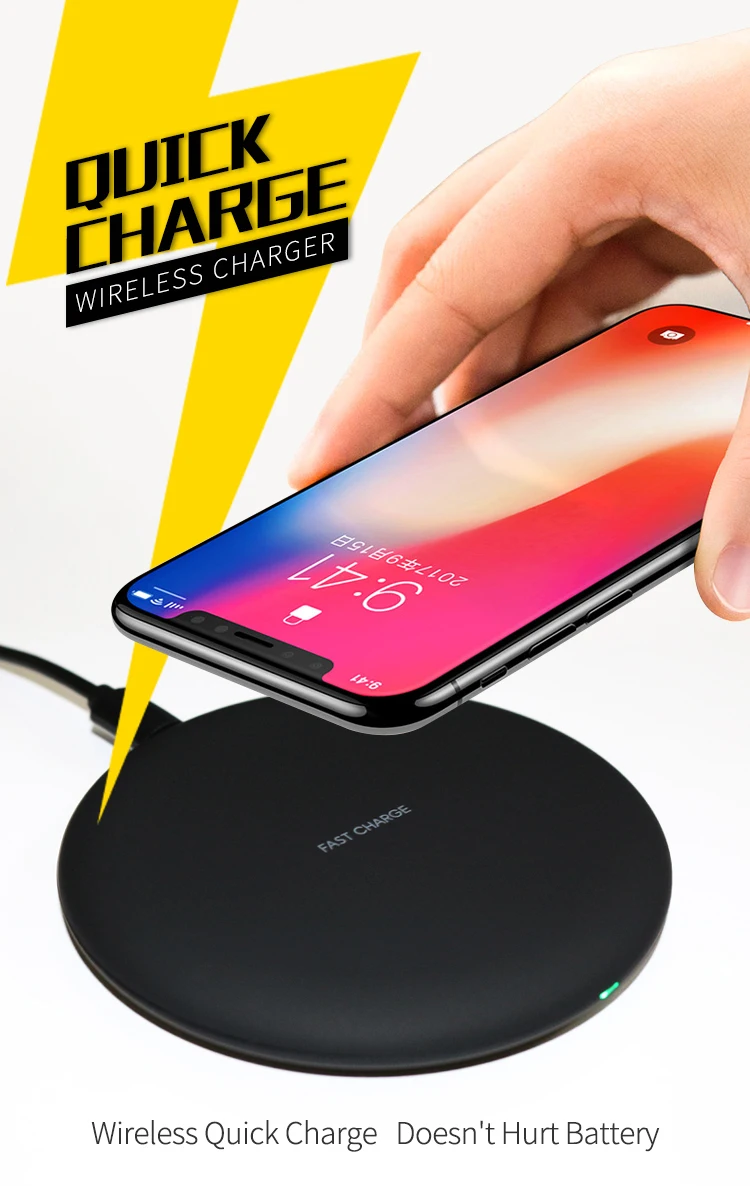 WLMLBU Беспроводной Зарядное устройство для iPhone 8/X/8 плюс 10 Вт Быстрая Зарядка Qi Беспроводной зарядного устройства Беспроводной Зарядное устройство для Samsung Galaxy S8/S7/S8