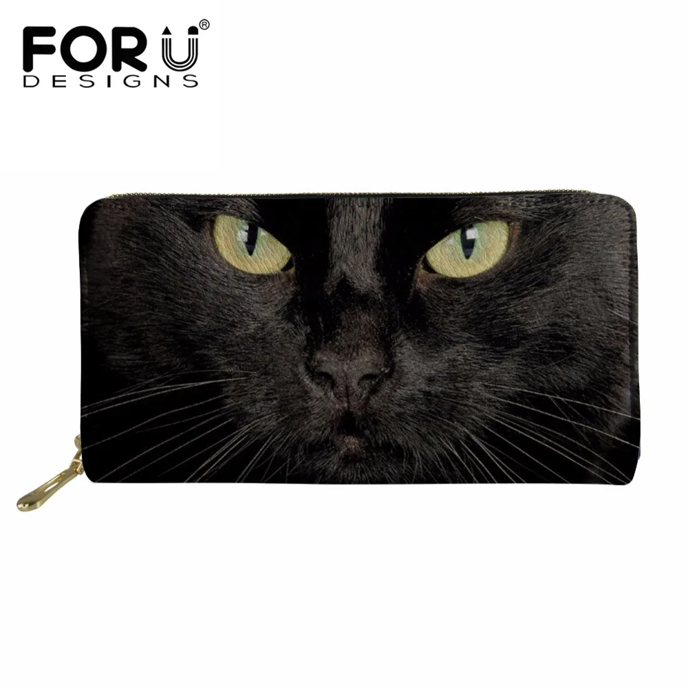 FORUDESIGNS черный кошелек из искусственной кожи женский длинный держатель для карт