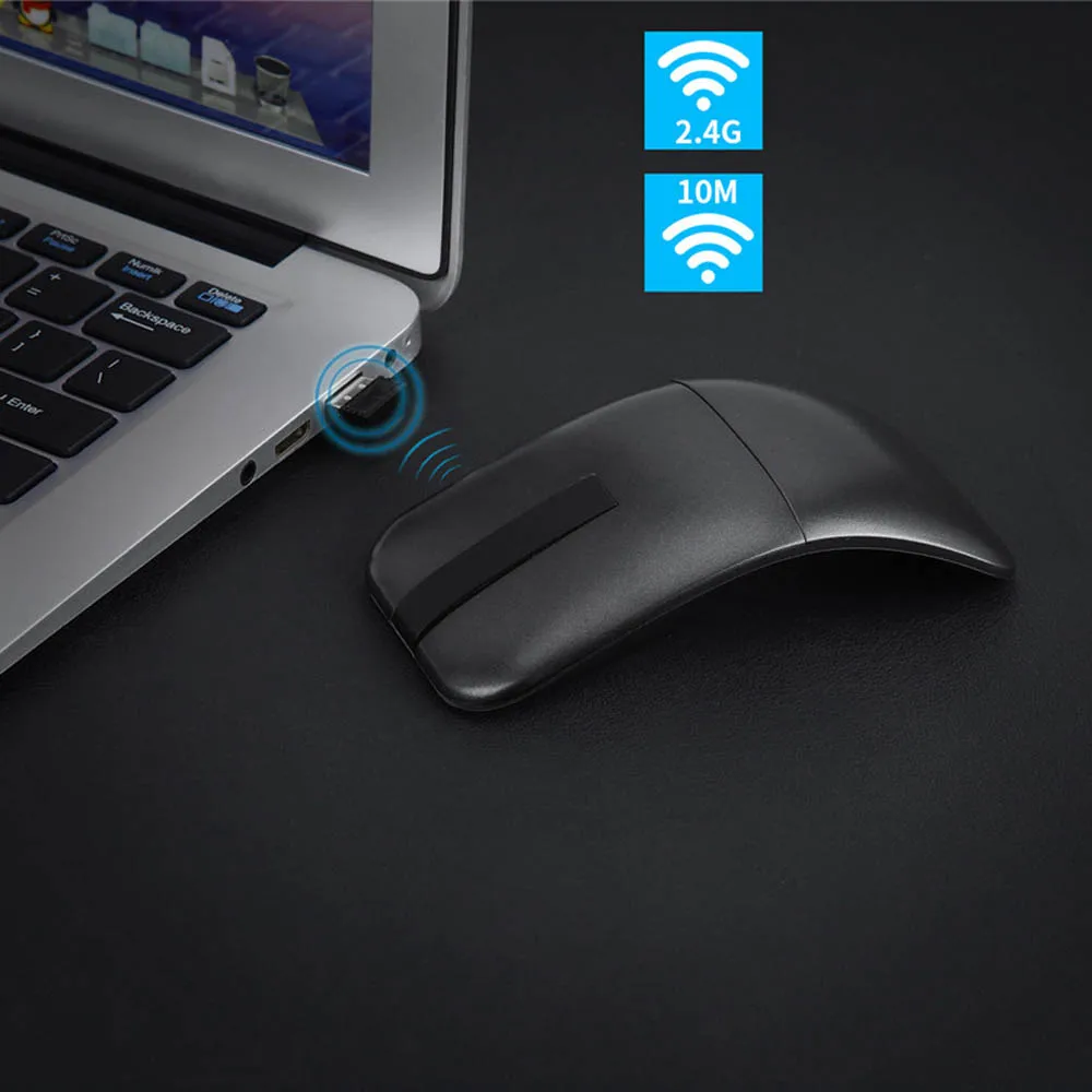 Беспроводная складная мышь 2 4G сенсорное 3D колесо прокрутки портативная Arc Mouse 1200