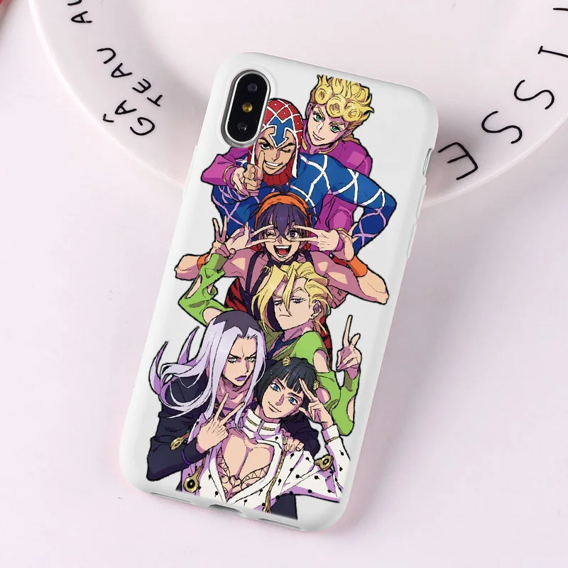JOJO 39 s причудливые Приключения японский чехол для телефона аниме для iPhone 7 8 6 plus 6s X XS max XR 5 5S SE розовый белый цвет